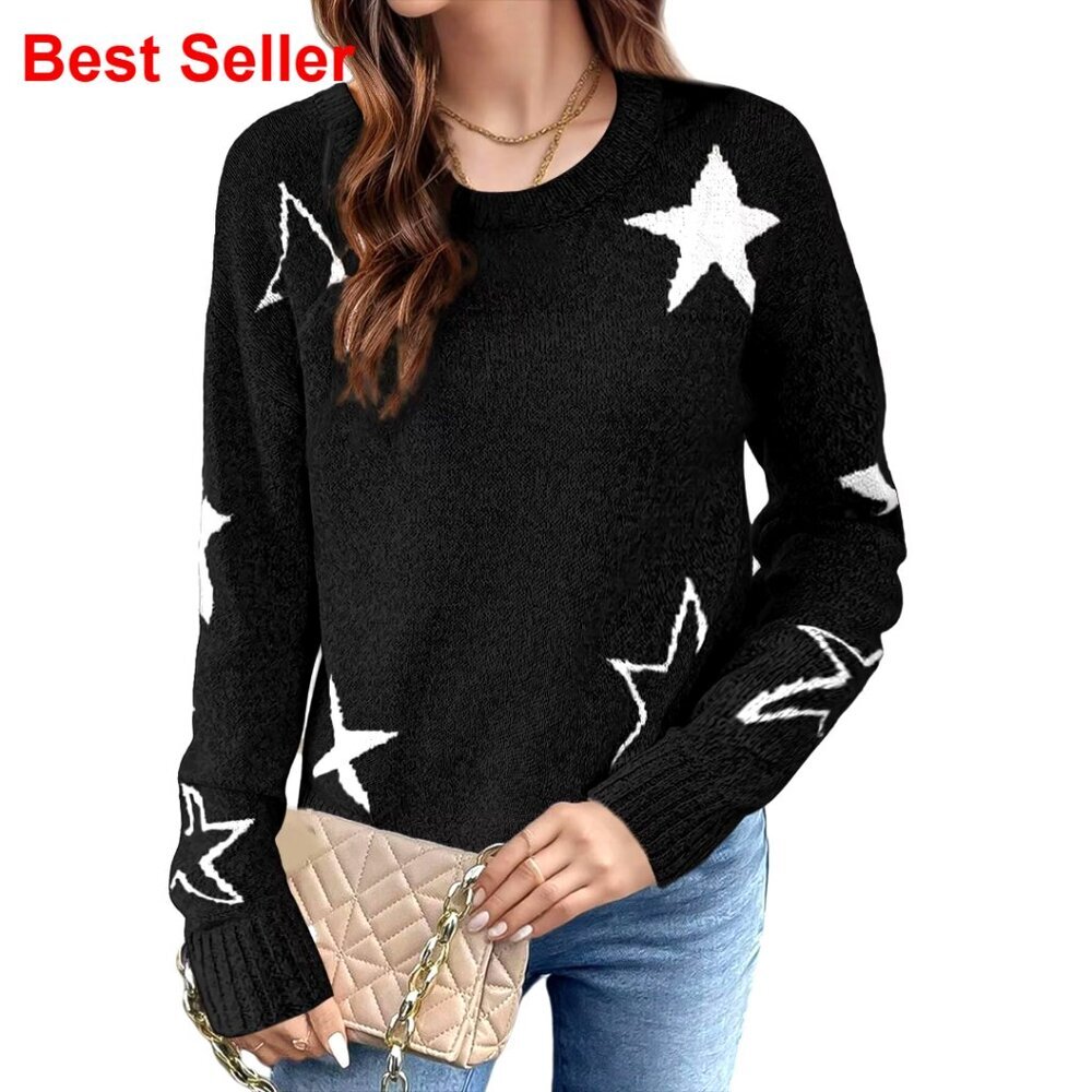 Oversized Cozy Sweater Crew Neck Long Sleeve Knit Pullover Drop Shoulder
